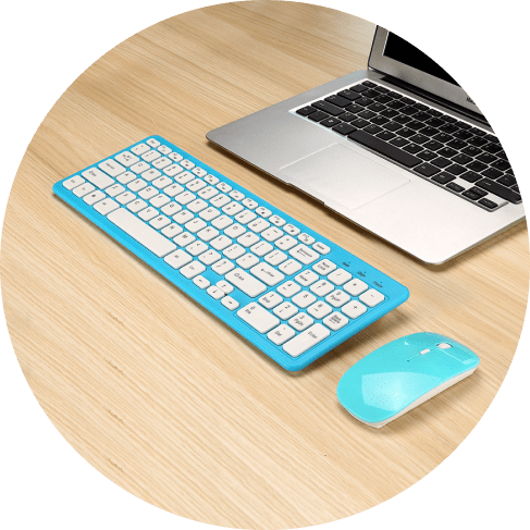 Blue Wireless Keyboard & Mouse 7 - 64099 4d6d68 -
