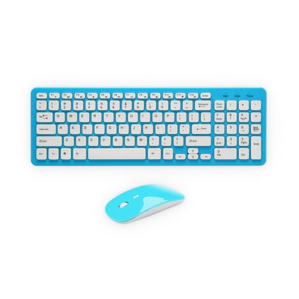 Blue Wireless Keyboard & Mouse 2 - 64099 a3dda3 -