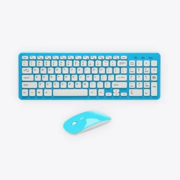 Blue Wireless Keyboard & Mouse
