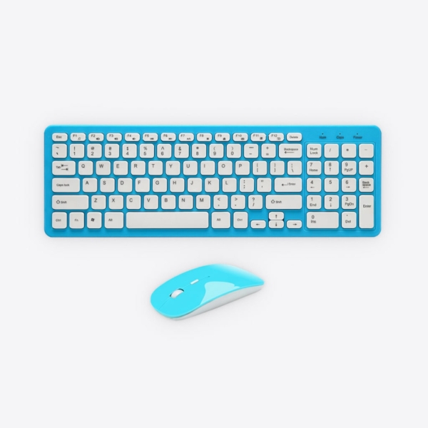 Blue Wireless Keyboard & Mouse 1 - 64099 d0fbc6 -