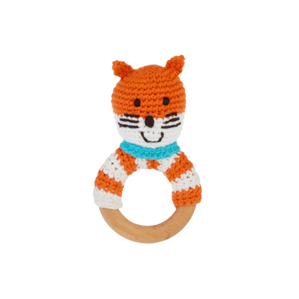 Fox Wooden Teether Ring Rattle 2 - 65395 6089f6 -