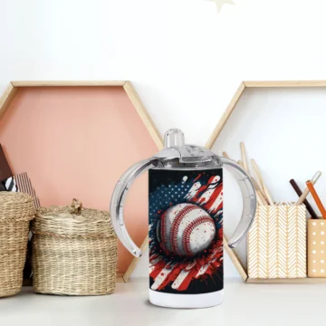 American Flag Baseball Sippy Cup - Patriotic Baby Sippy Cup - Cool Design Sippy Cup 8 - 66048 3f2561 -