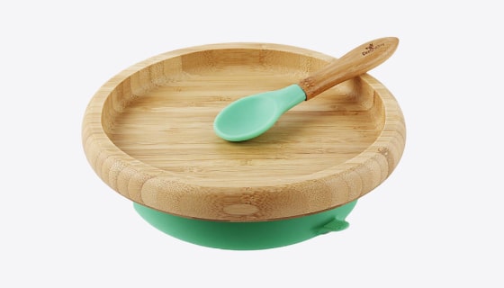 Bamboo Suction Classic Plate + Spoon 6 - 66672 0049eb -