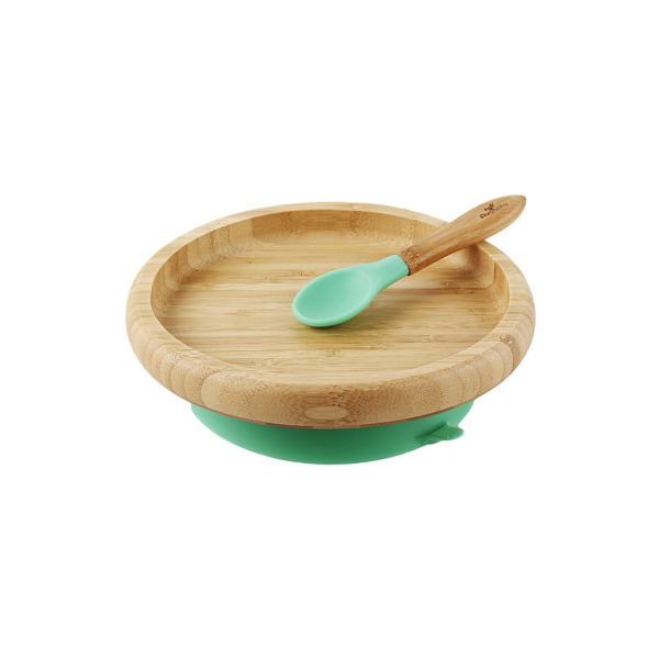 Bamboo Suction Classic Plate + Spoon 2 - 66672 3cebc6 -