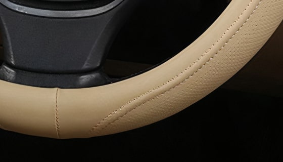 Beige Polyurethane Leather Steering Wheel Wrap 6 - 69414 ed01a4 -